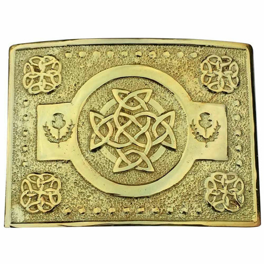 TC Highland Kilt Belt Buckle Celtic Knot Work Gold/Antique/Chrome/Black Finish