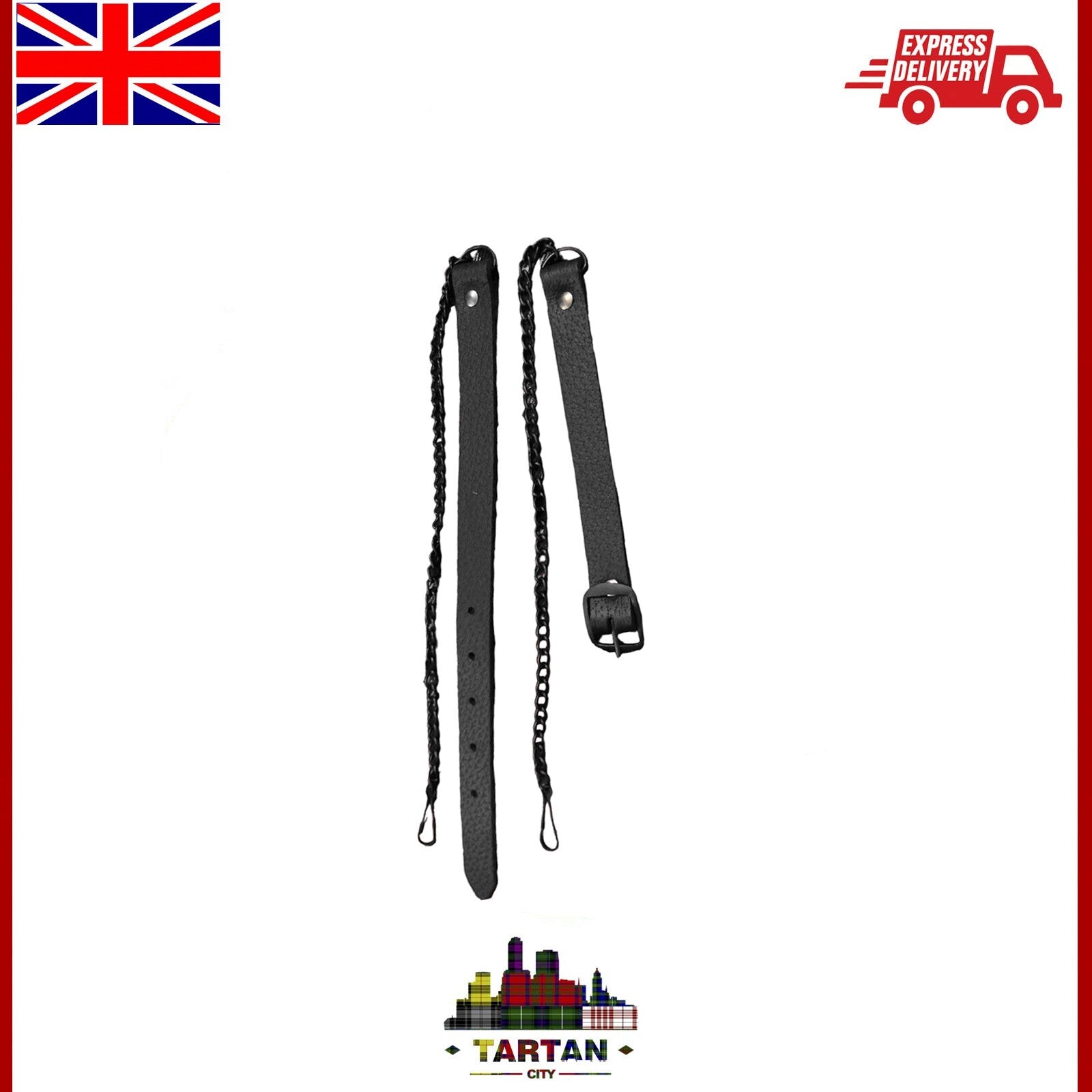 Celtic-Inspired Kilt Sporran - Jet Black Finish with White Horse Hair Accent