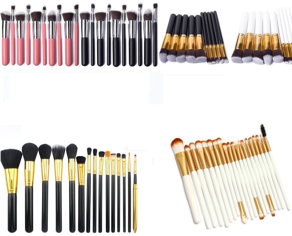 10pcs Kabuki Style Professional Make up Brush Set Foundation Blusher Face Powder