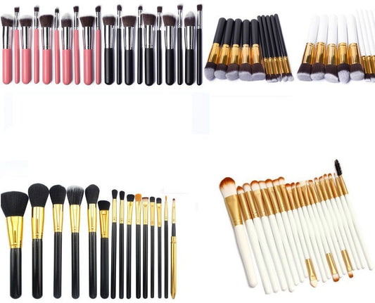 10pcs Kabuki Style Professional Make up Brush Set Foundation Blusher Face Powder