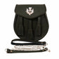 3 TASSELS & THISTLE SCOTTISH KILT SPORRAN REAL BLACK COWHIDE LEATHER
