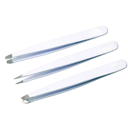 NEW GERMAN Eyebrow Tweezers/Hair tweezers Slanted Straight Pointy Set Of 3-TC