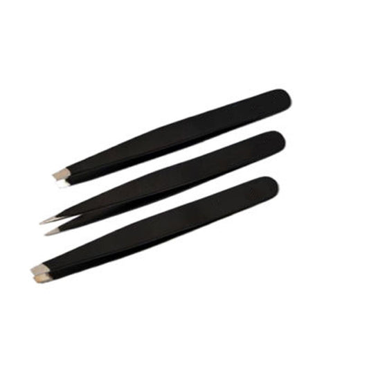 NEW GERMAN Eyebrow Tweezers/Hair tweezers Slanted Straight Pointy Set Of 3-TC