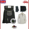 "Men’s Black Watch Tartan Kilt Set – 5 Yards, 16oz Wool, 9-Piece Outfit with Pin