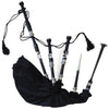 New Scottish Bagpipe Black Silver Mount Velvet Bag Cord F Size Free Carrying Bag