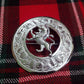 KILT FLY PLAID BROOCH LION RAMPANT THISTLE BORDER CHROME FINISH/SCOTTISH LION