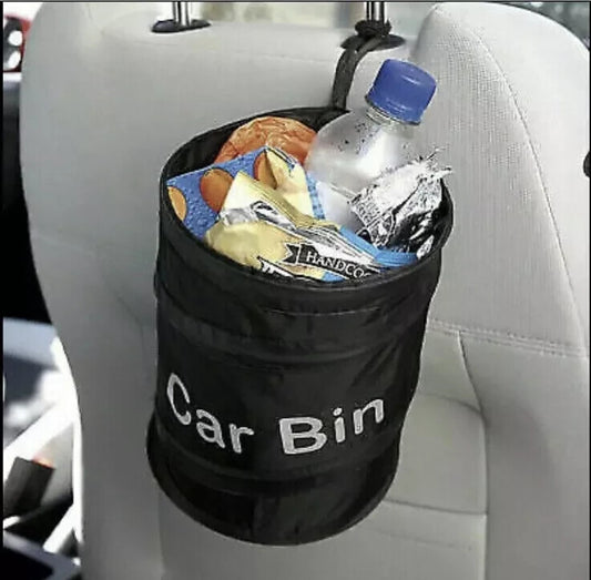 TC CAR BIN Pop UP Mini Dustbin Foldable Travel Rubbish Waste Basket Black