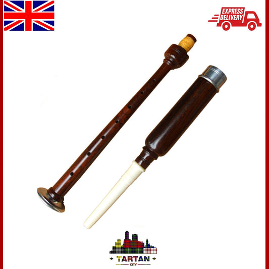 New Rosewood Bagpipe Practice Chanter - Silver Mounts & Reed Fitting