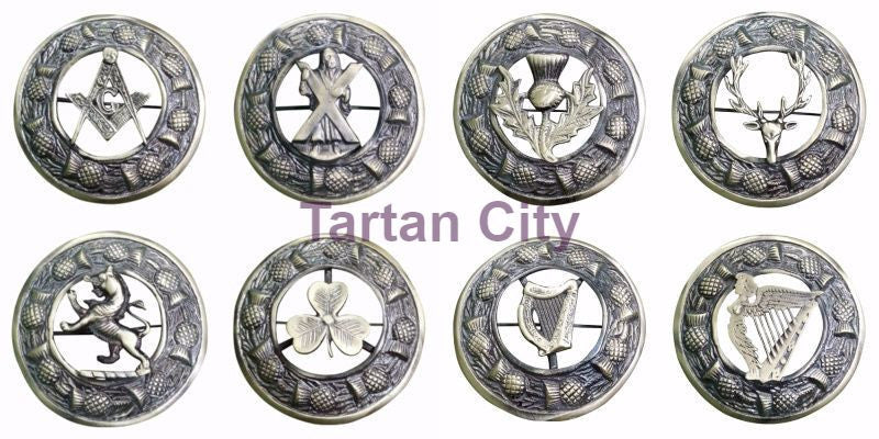 TC New Scottish Piper Fly Plaid Brooch Antique Finish 3"/Kilt Brooches