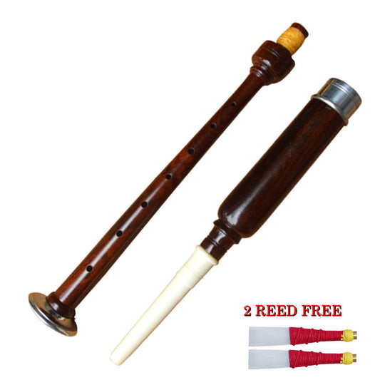 New Rosewood Bagpipe Practice Chanter silver Mounts fitting with Reed