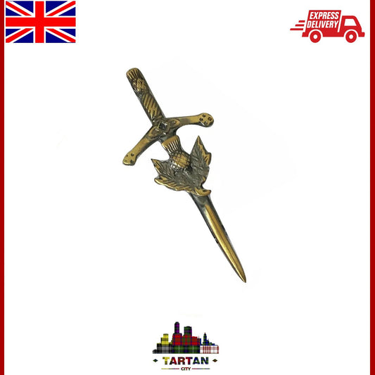 TC Antique Finish Scottish Thistle Kilt Pin & Baby Brooch - 3.5" Hilt Design