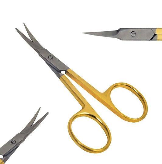 GOLD SILVER STEEL SUPER SHARP CURVED EDGE CUTICLE NAIL SCISSORS ARROW POINT-TC