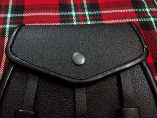 T.C Half Dress Black Leather Kilt Sporran/Plain leather half dress kilt sporran