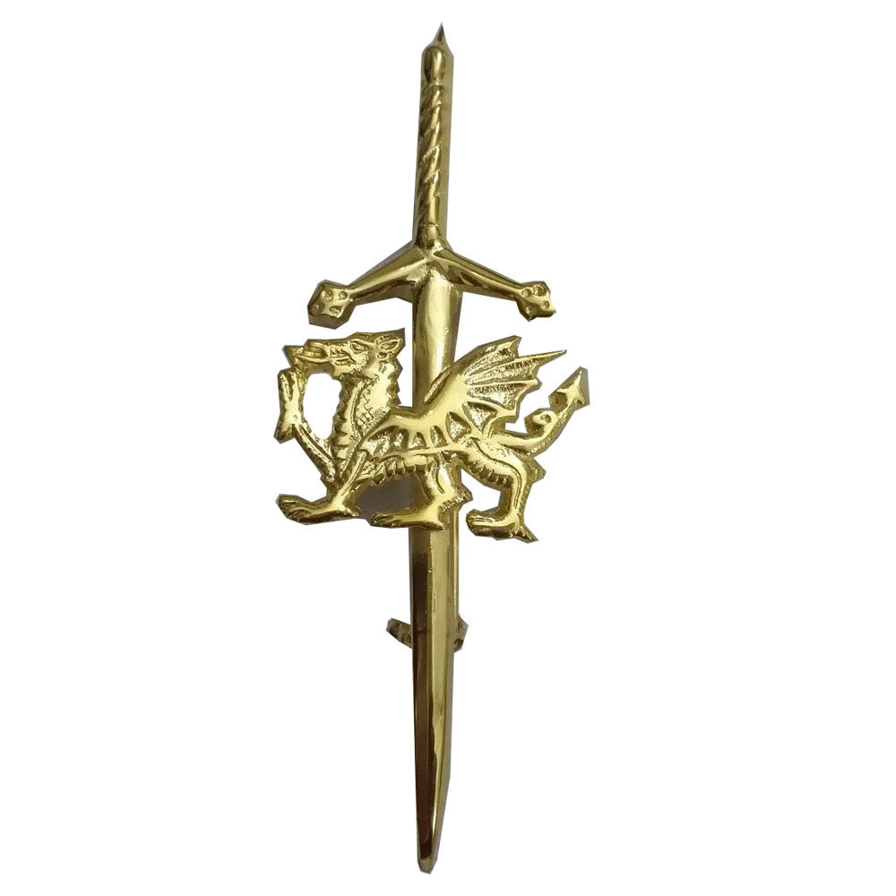 Celtic Welsh Dragon Kilt Pin Gold Plated Scottish pin & Brooch Irish Dragon-TC