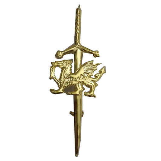Celtic Welsh Dragon Kilt Pin Gold Plated Scottish pin & Brooch Irish Dragon-TC