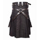 Black Utility Kilt with Leather Straps & Pocket – Classic Strength Meets Modern Edge
