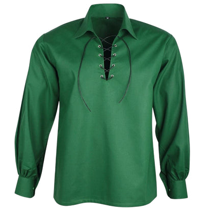 Jacobite Ghillie Shirt for Men – Traditional Highland Kilt Shirt with Lace-Up Neckline