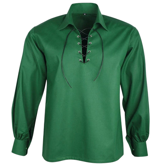 Jacobite Ghillie Shirt for Men – Traditional Highland Kilt Shirt with Lace-Up Neckline