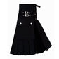 Black Denim Utility Kilt with Zipper & Leather Pockets – Tough, Tactical & Bold