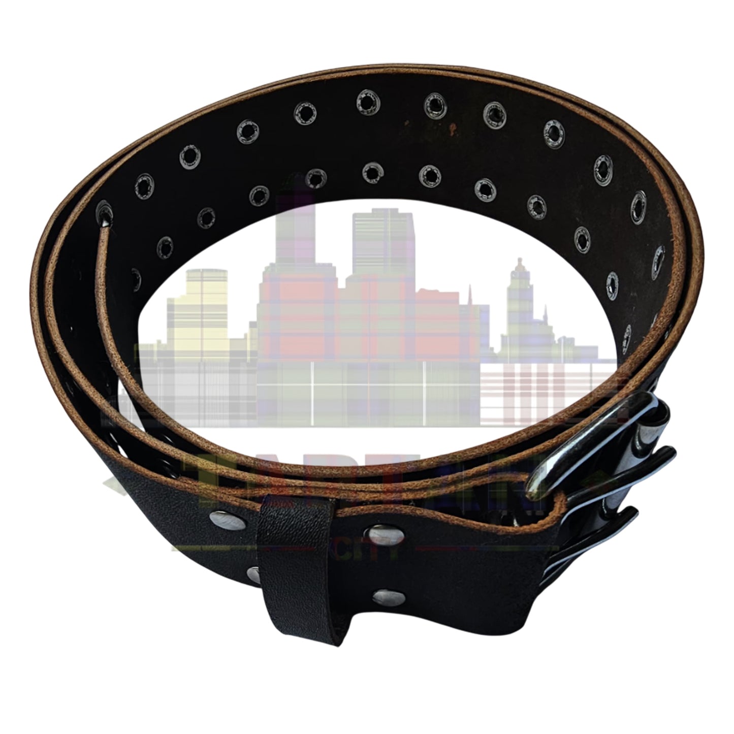 Brown Leather Kilt Belt for Men – Traditional Highland Belt – Double Prong Buckle – Genuine Leather Accessory for Kilts