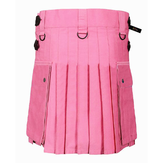 Pink Denim Utility Kilt for Men – Bold, Rugged & Stylish