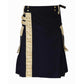 Men’s Black Utility Kilt with Gold Studded Accents – Statement Style with Function