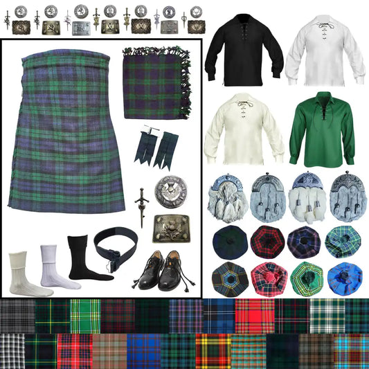Design Your Own Highland Dress Outfit – Customizable Scottish Kilt Set with Complete Accessories