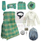 Traditional Highland dress set in Irish green tartan with kilt and Jacobite shirt
