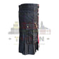 Men's red utility kilt with white apron and red tartan pleats – highland style modern utility wear